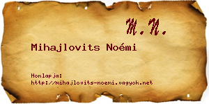Mihajlovits Noémi névjegykártya