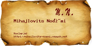 Mihajlovits Noémi névjegykártya